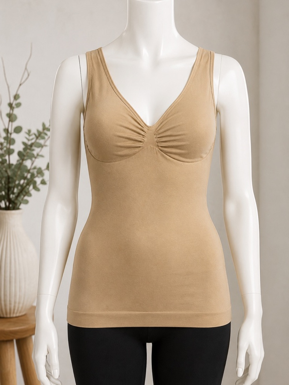 Jones New York Womens M Shaping Tank Cami Nude Beige Seamless Slimming